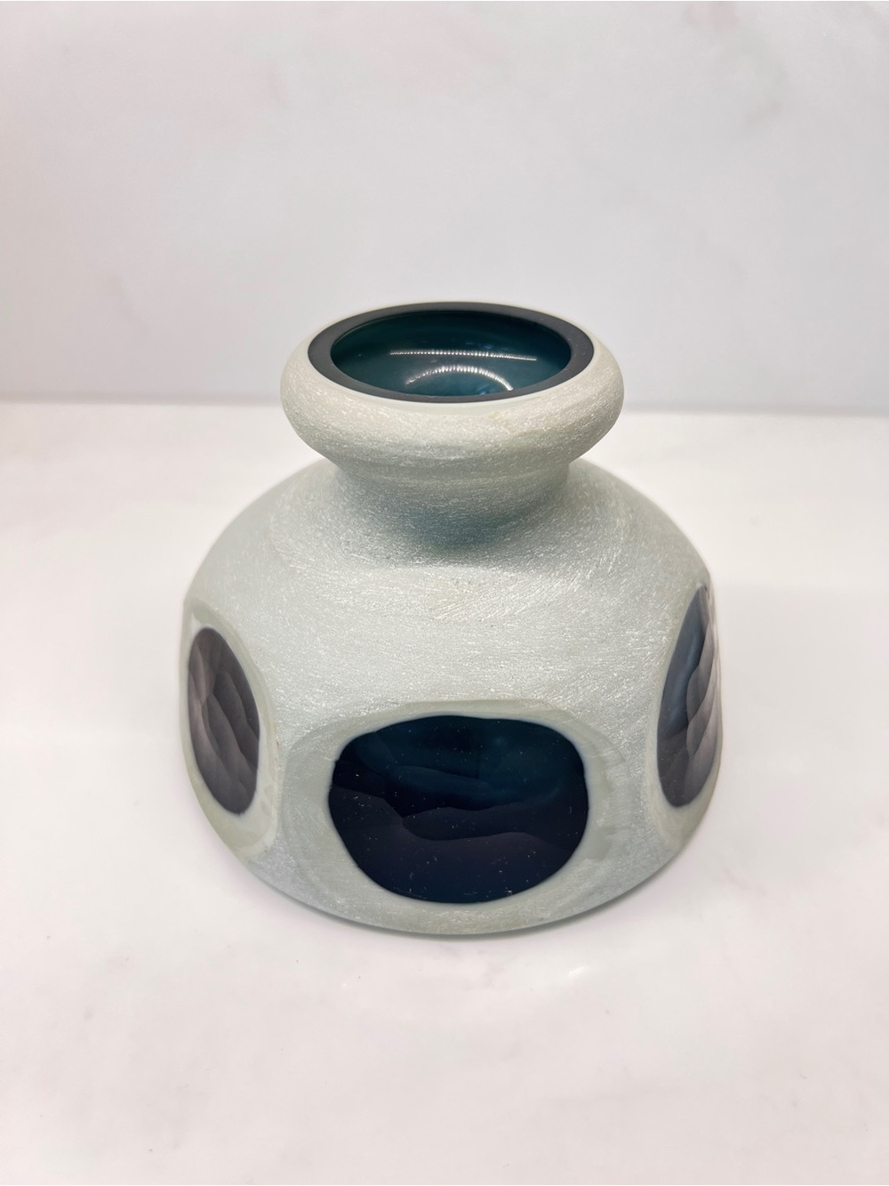 Double Wall Gray and Blue Glass Vase window art Design Shop by Shell 5"D
